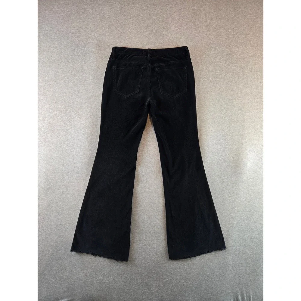 We The Free People Pants Womens 25 Black Just Float On Corduroy Flare Raw Hem
